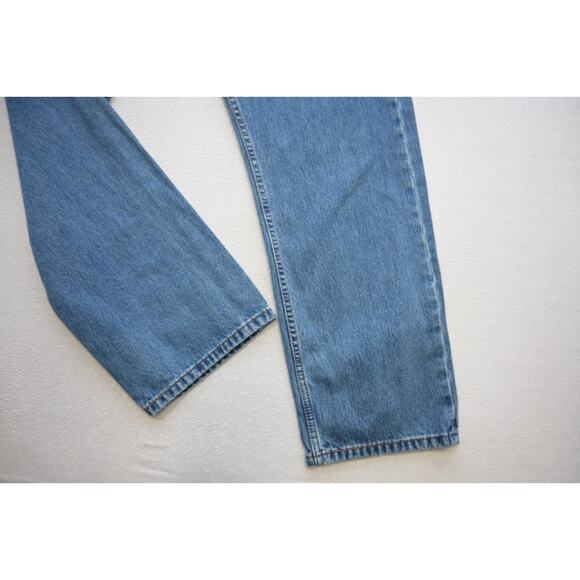 Levi's 505 Regular Fit Straight Rugged Denim Blue Jeans Mens Size 42 x 32 - Picture 4 of 7